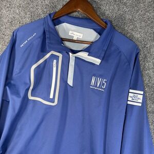 Peter‎ Millar Mens Blue NV5 Invitational Forge Performance 1/4 Zip Pullover